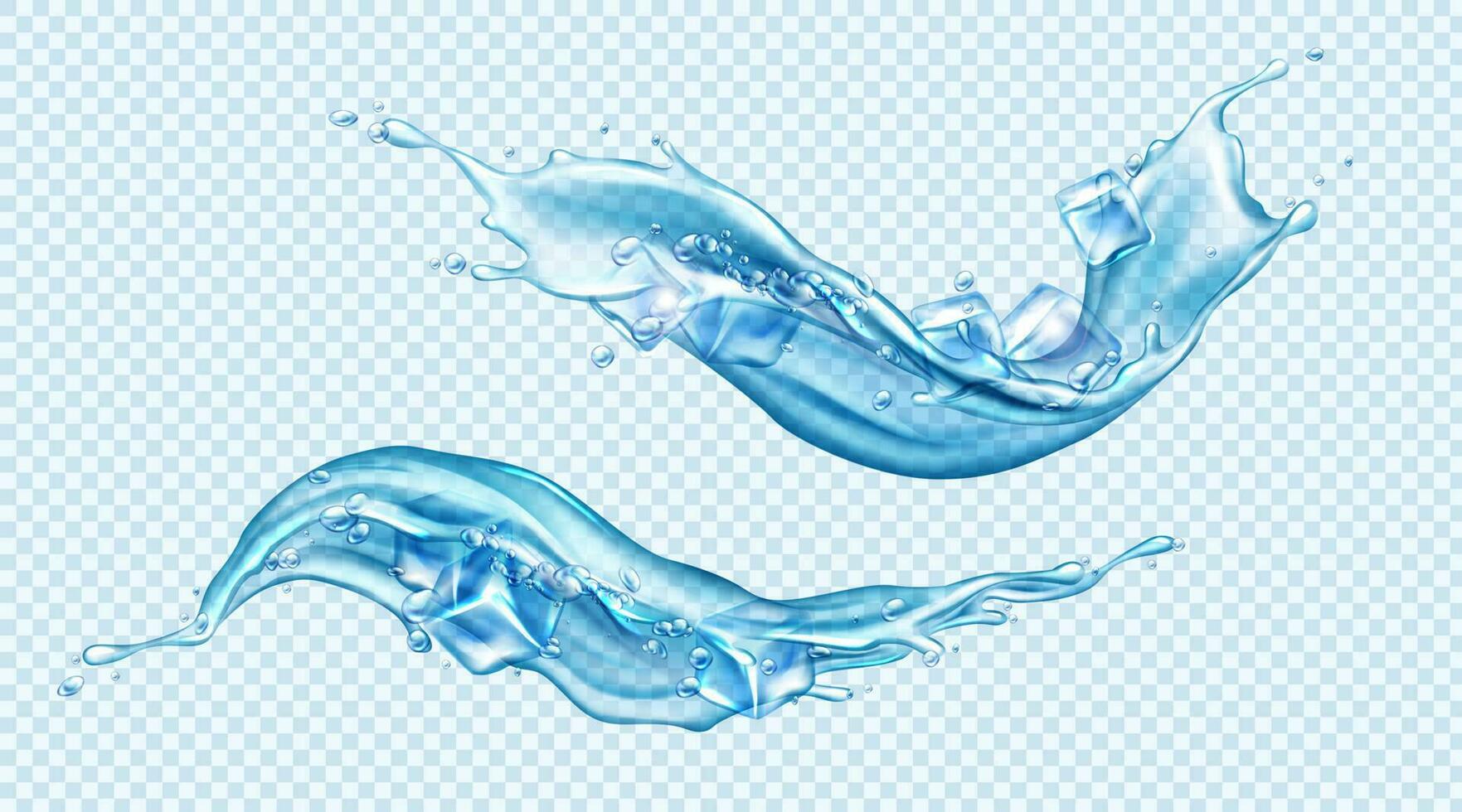 water plons met ijs kubussen reeks geïsoleerd klem kunst vector