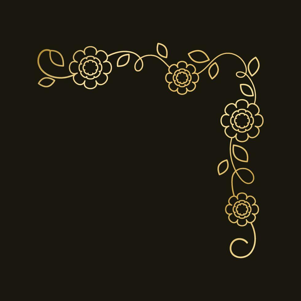 voorjaar goud bloemen hoek grenzen. bloem bladzijde decoratie tekening vector illustratie.