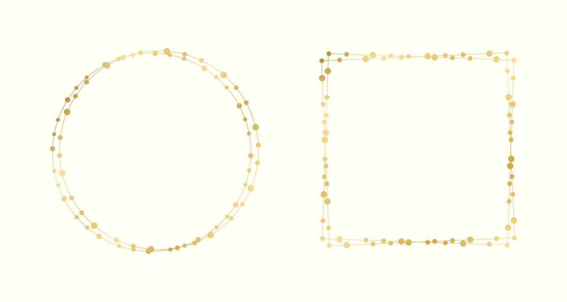 goud Kerstmis fee lichten kader grens set. abstract meetkundig gouden dots cirkel kader verzameling. vector