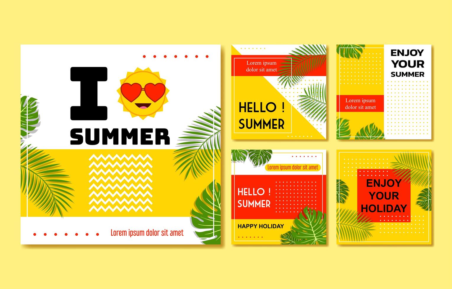 zomer sociale media postverzameling vector