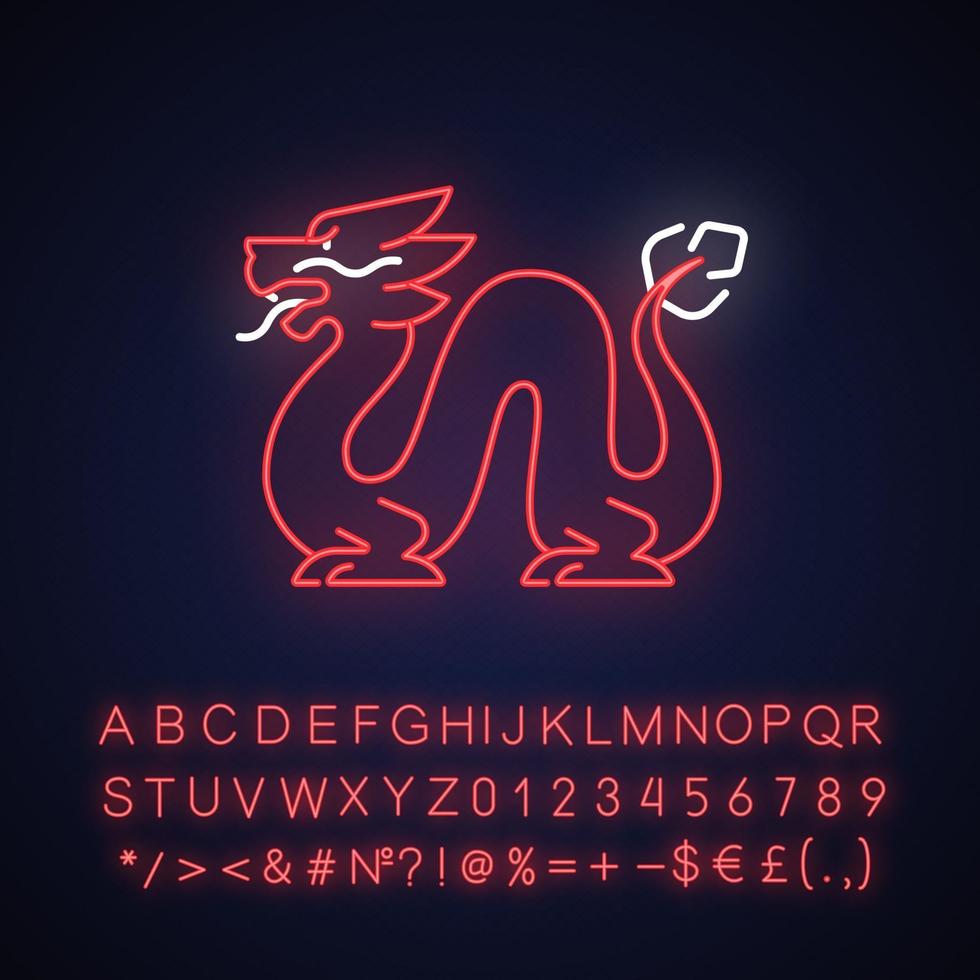 loong draak neon licht pictogram vector