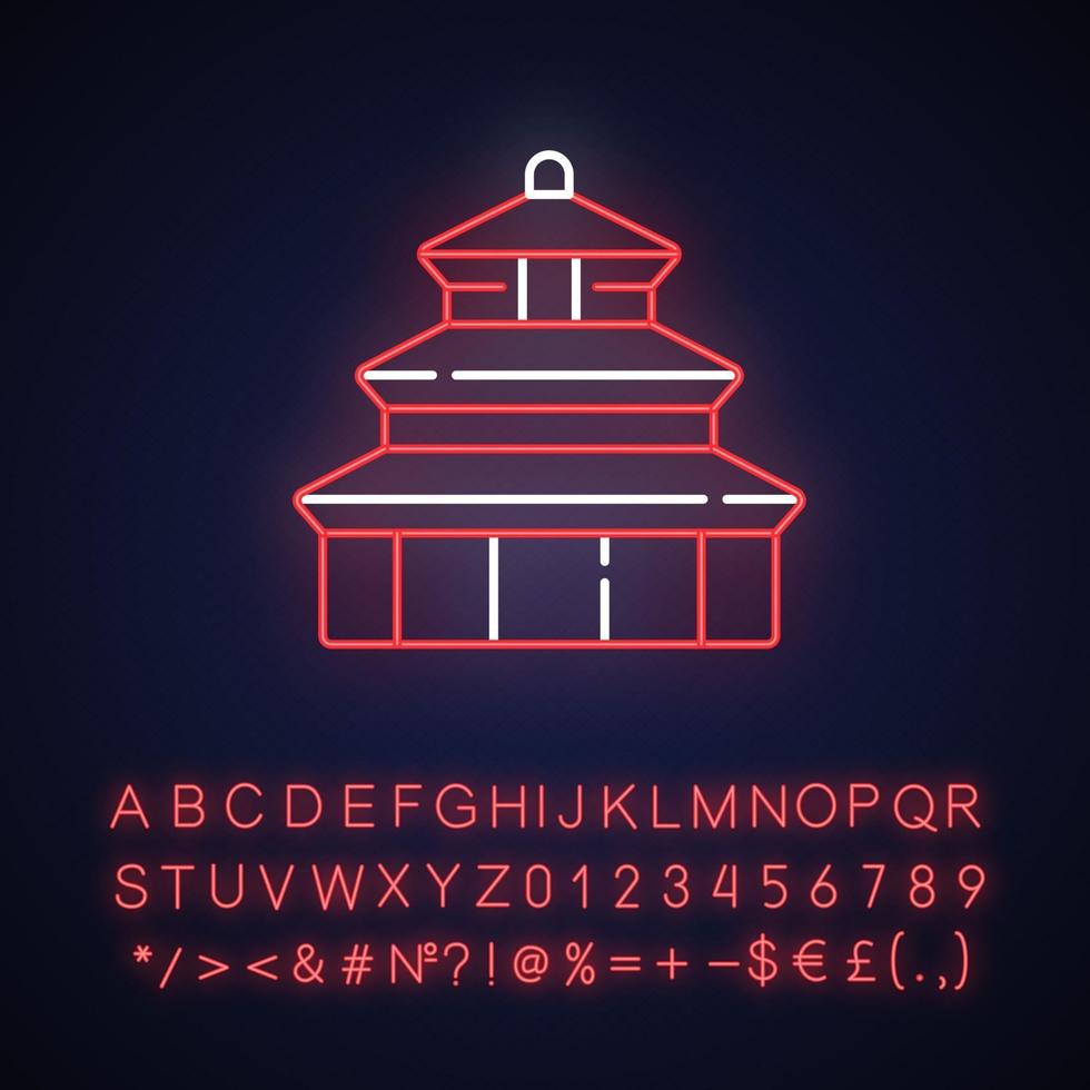 tempel van de hemel neon licht pictogram vector