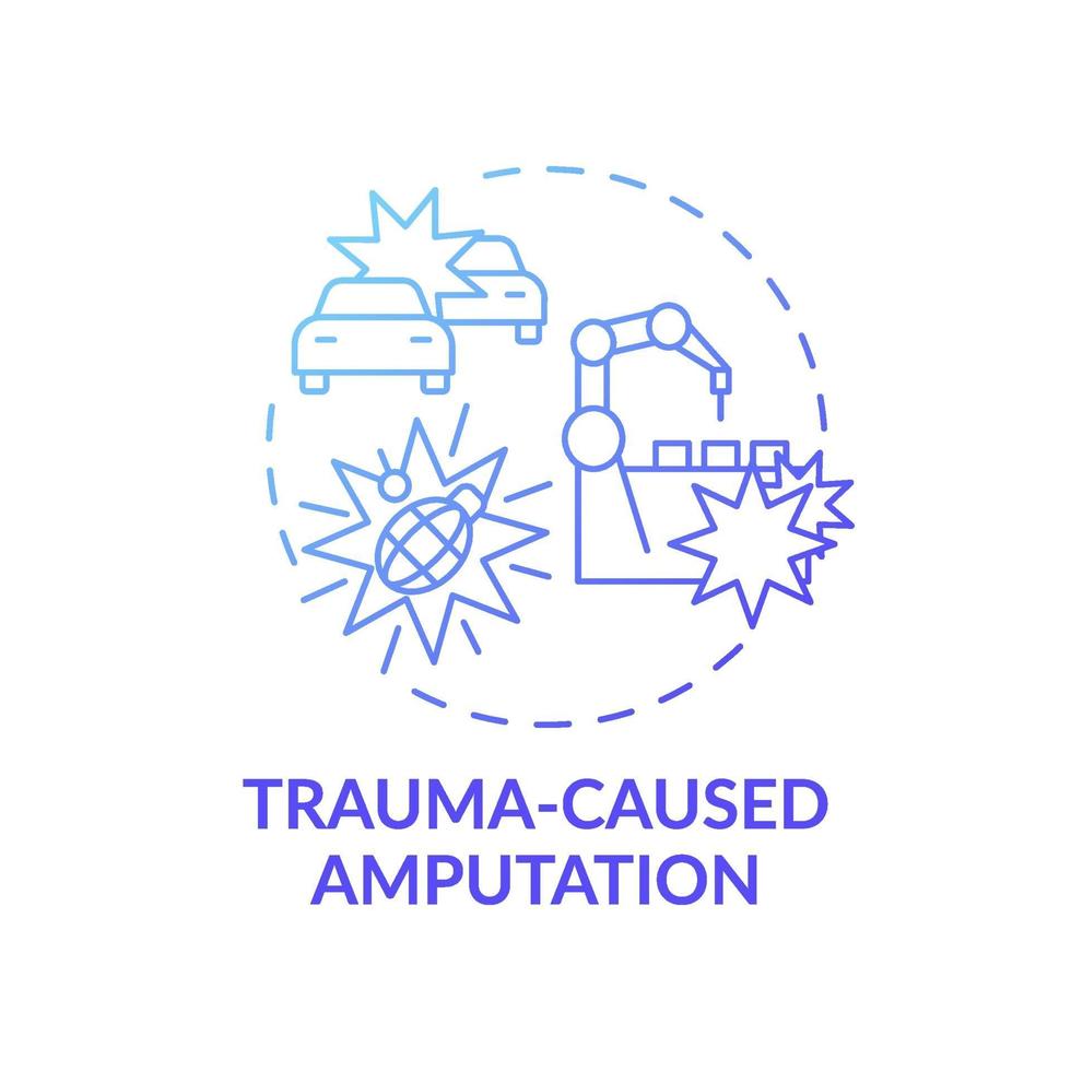 door trauma veroorzaakte amputatie concept pictogram vector