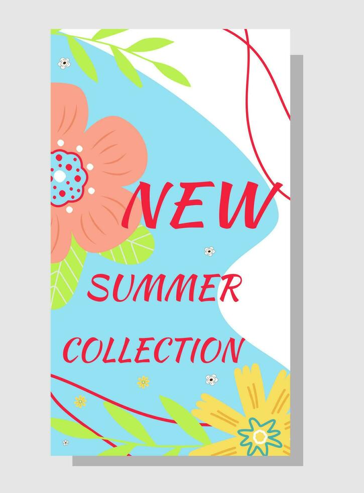 zomer uitverkoop spandoek. zomer bloemen en abstract vorm geven aan. vector