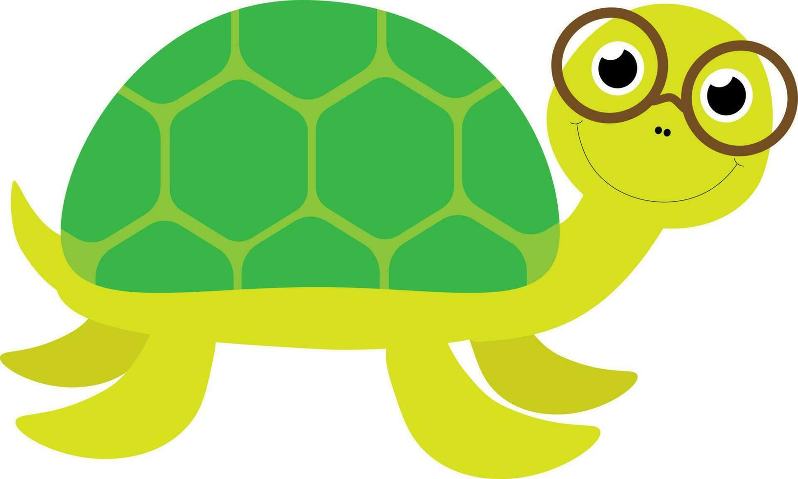 vector illustratie van schattig schildpad karakter in bril in tekenfilm stijl