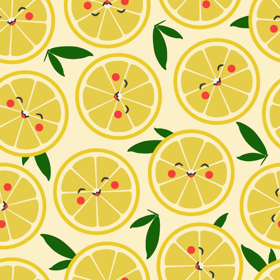 naadloos vector patroon met glimlachen citroenen