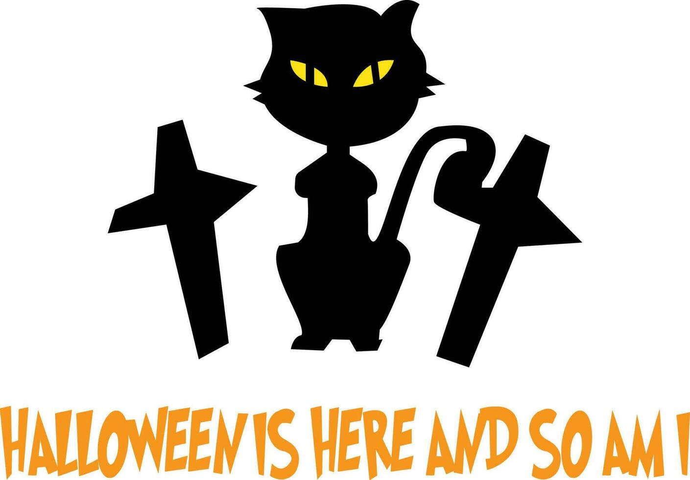 halloween is hier zo ben ik kat t-shirt ontwerp vector het dossier