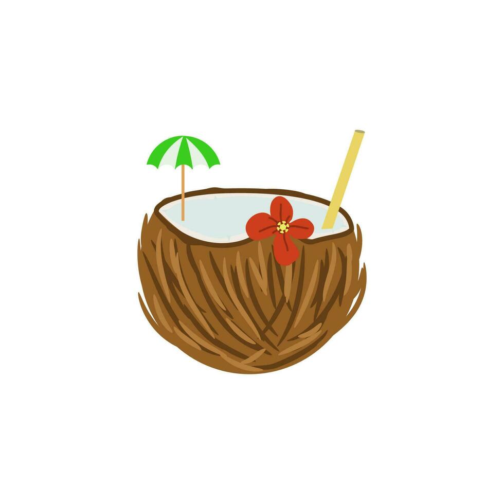 tropisch kokosnoot cocktail, zomer vakantie drankje. vector
