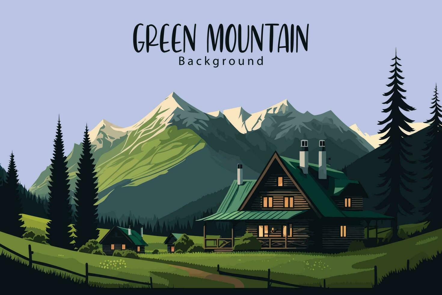 groen berg landschap tekening in voorjaar vector