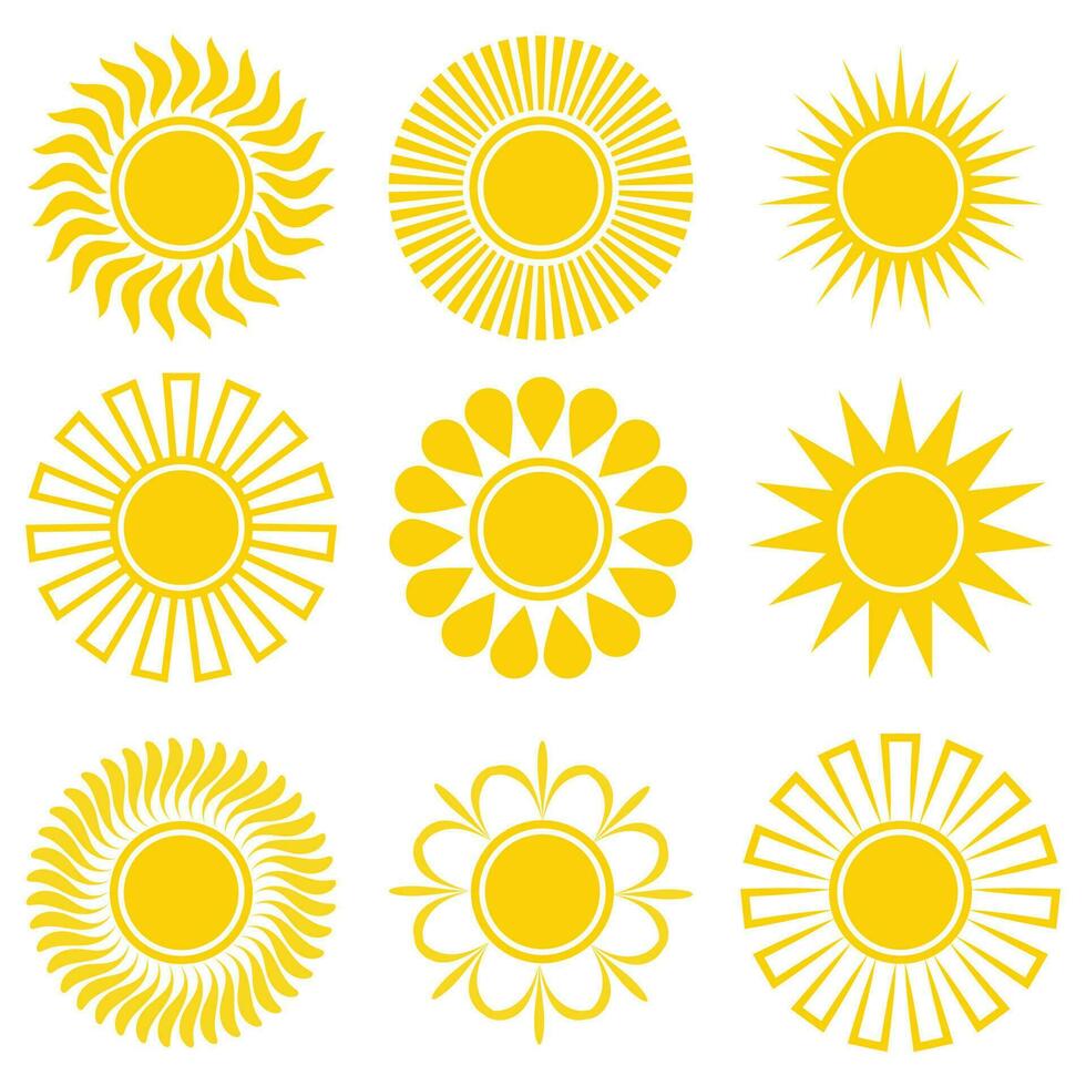 reeks van zon logo vector icoon. voorraad illustratie.