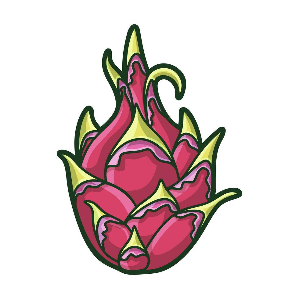 vrij vector schattig draak fruit hand- getrokken stijl