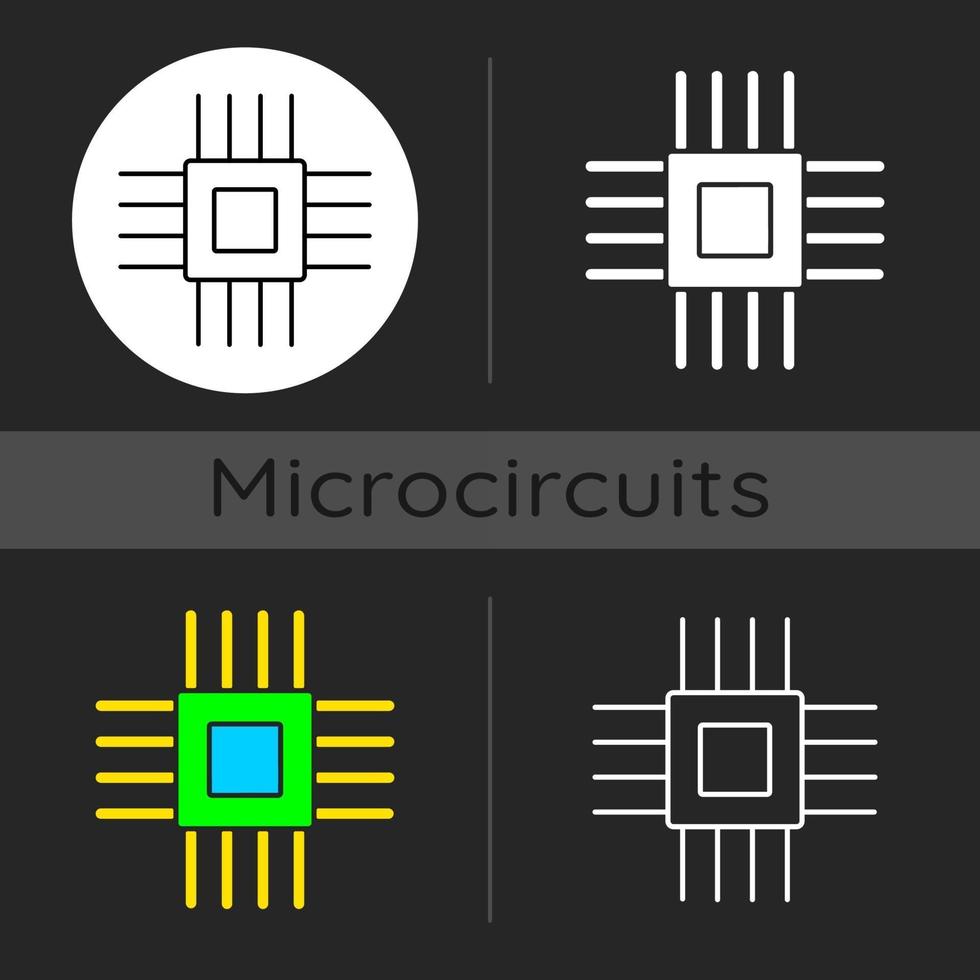 elektronische micro-onderdelen donker themapictogram vector