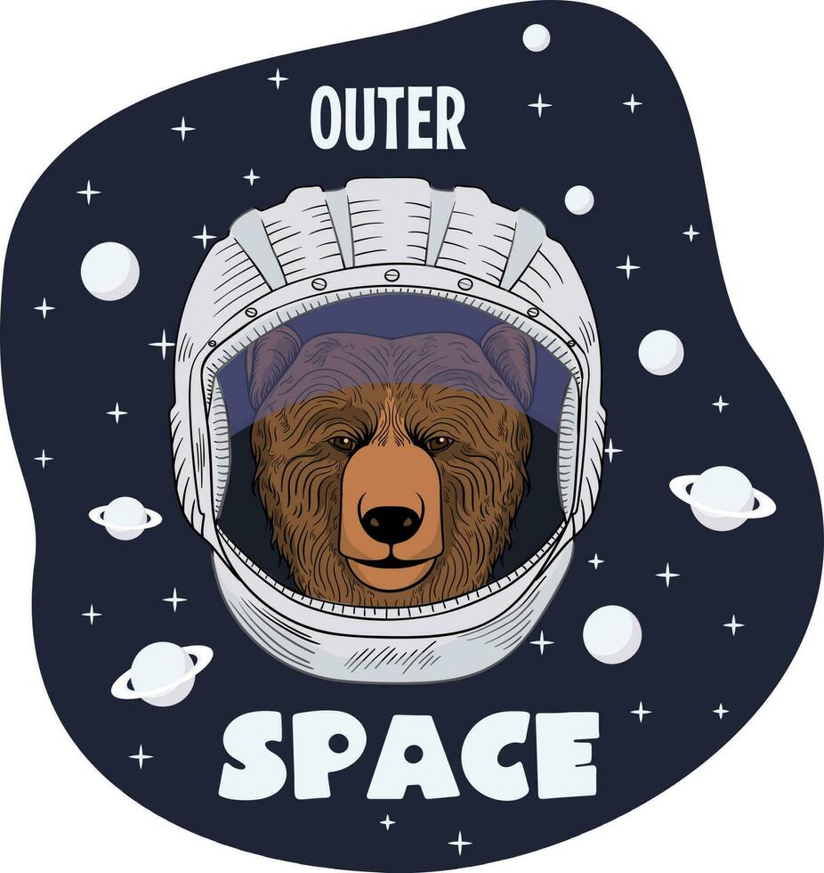 beer astronaut buitenste ruimte, hand- getrokken vector dier illustratie, voor t-shirt en ander.