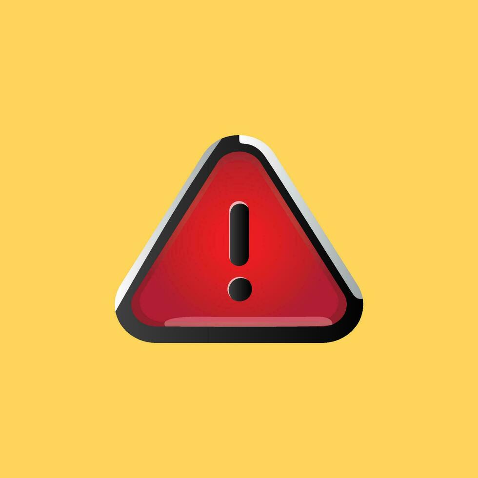 rood kleur waarschuwing icoon voor online oplichting alert. uitroep Gevaar teken vector illustratie. 3d stijl driehoek Gevaar icoon