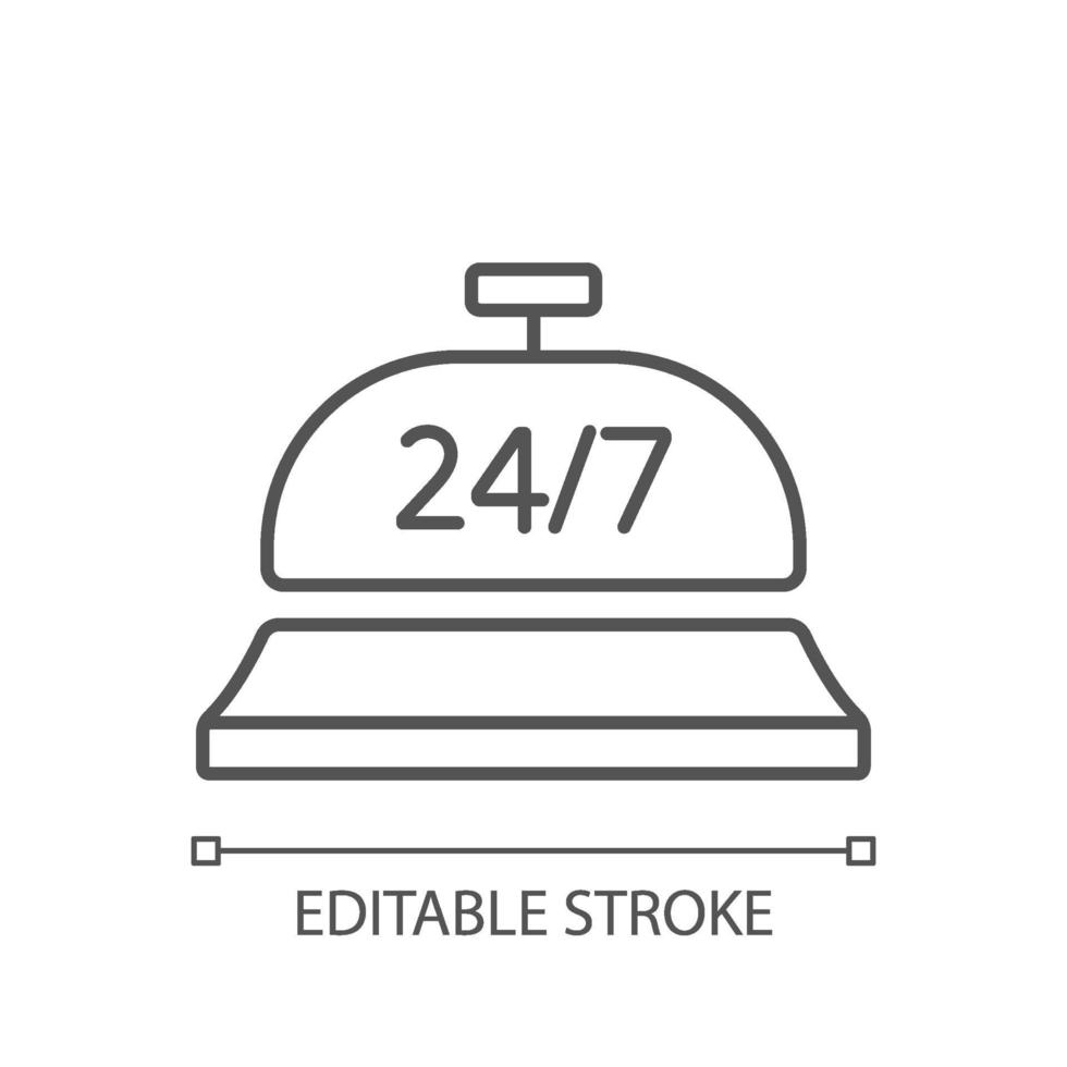 24-uurs conciërgeservice lineaire pictogram vector