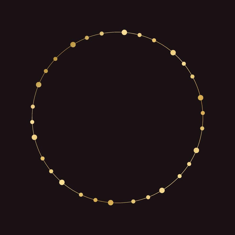 goud ronde Kerstmis fee lichten kader grens. abstract gouden dots cirkel kader. vector