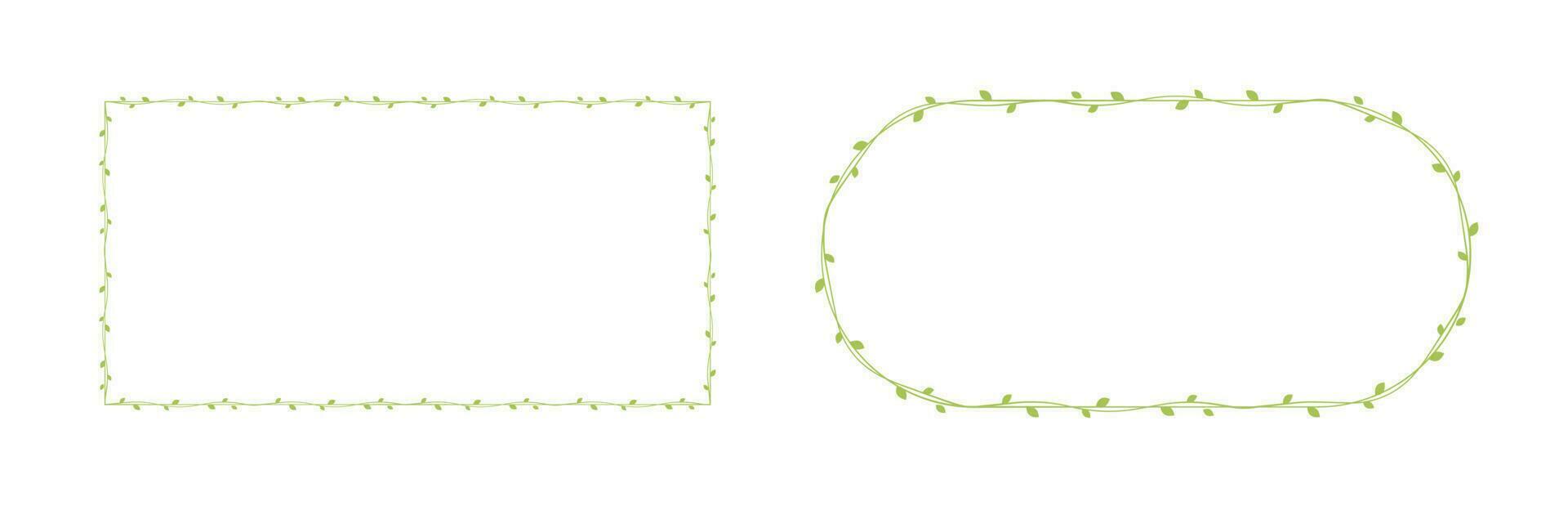 groen Liaan kaders en borders set, bloemen botanisch ontwerp element vector illustratie