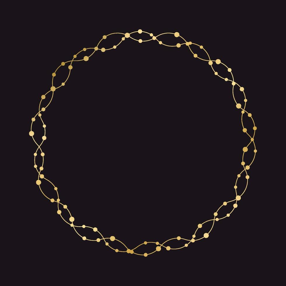 goud ronde Kerstmis fee lichten kader grens. abstract gouden dots cirkel kader. vector