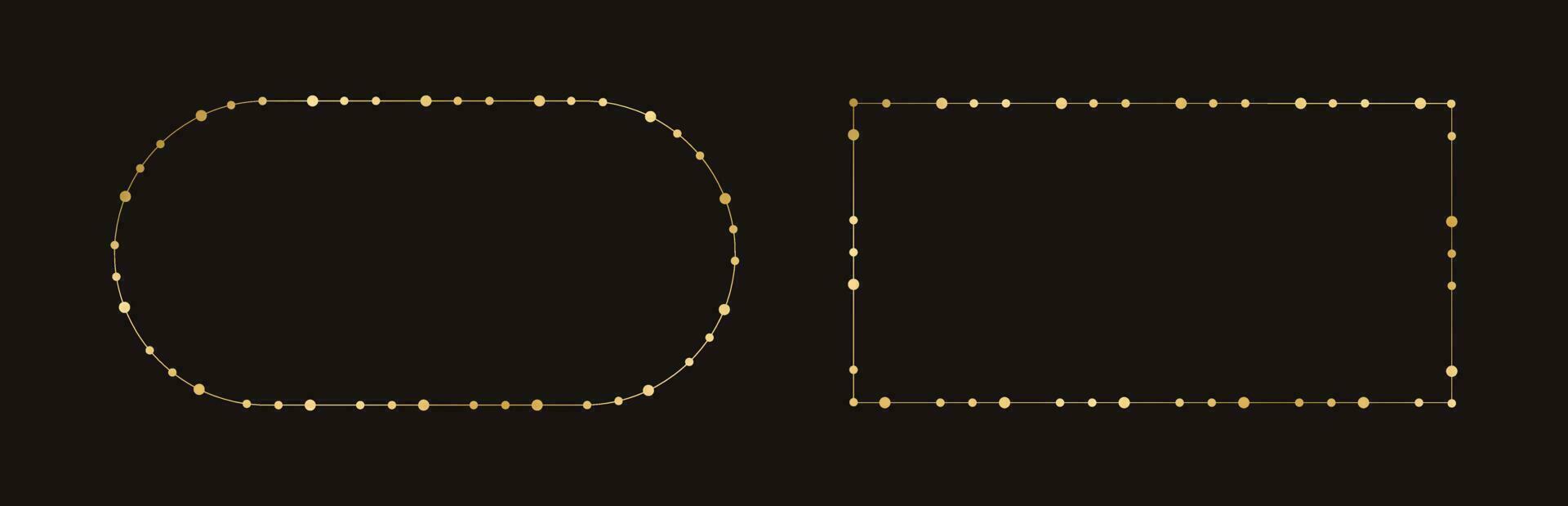 goud Kerstmis fee lichten kader grens set. abstract meetkundig gouden dots cirkel kader verzameling. vector