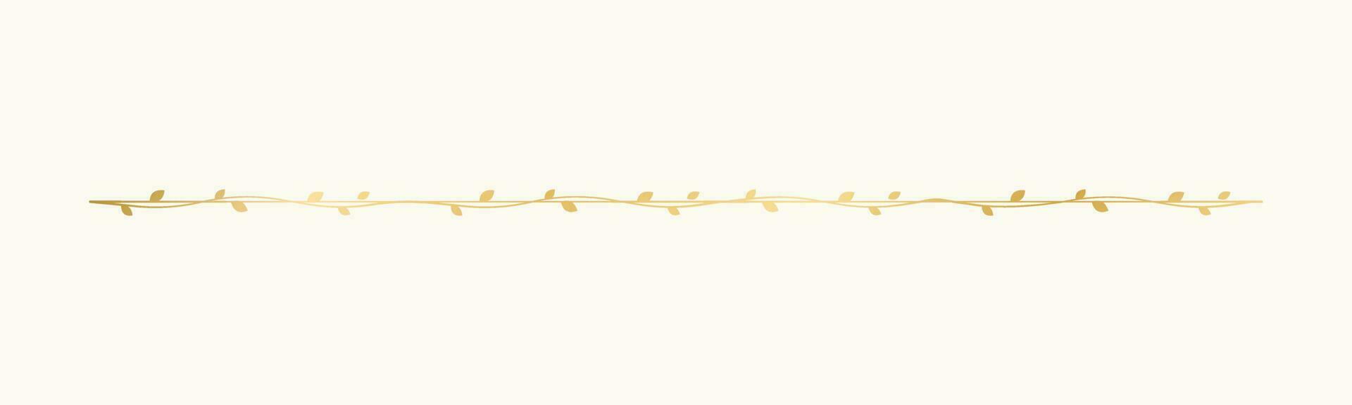 goud Liaan scheidingstekens grens, tekst verdelers. bloemen botanisch lijn borders elegant luxe ontwerp element. vector