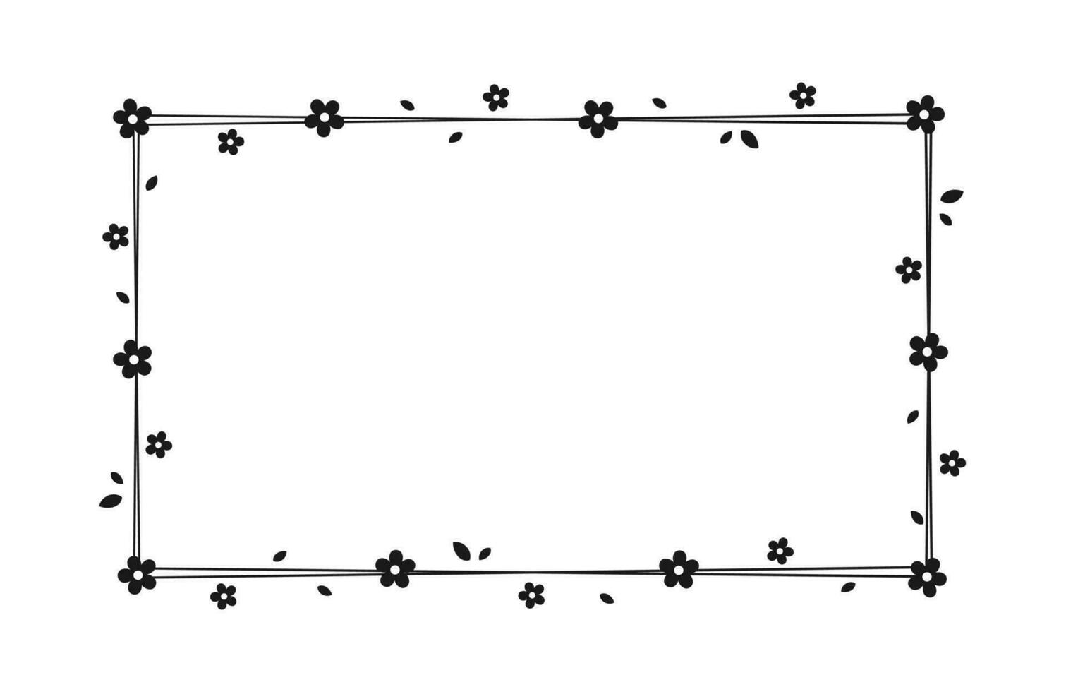 rechthoek bloemen kader silhouet tekening. botanisch grens sjabloon, floreren ontwerp element voor bruiloft, groet kaart. vector