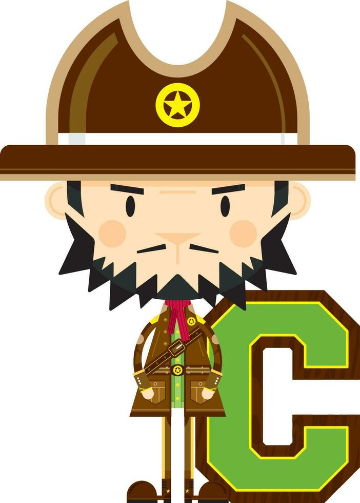 c is voor cowboy wild west alfabet aan het leren leerzaam illustratie vector