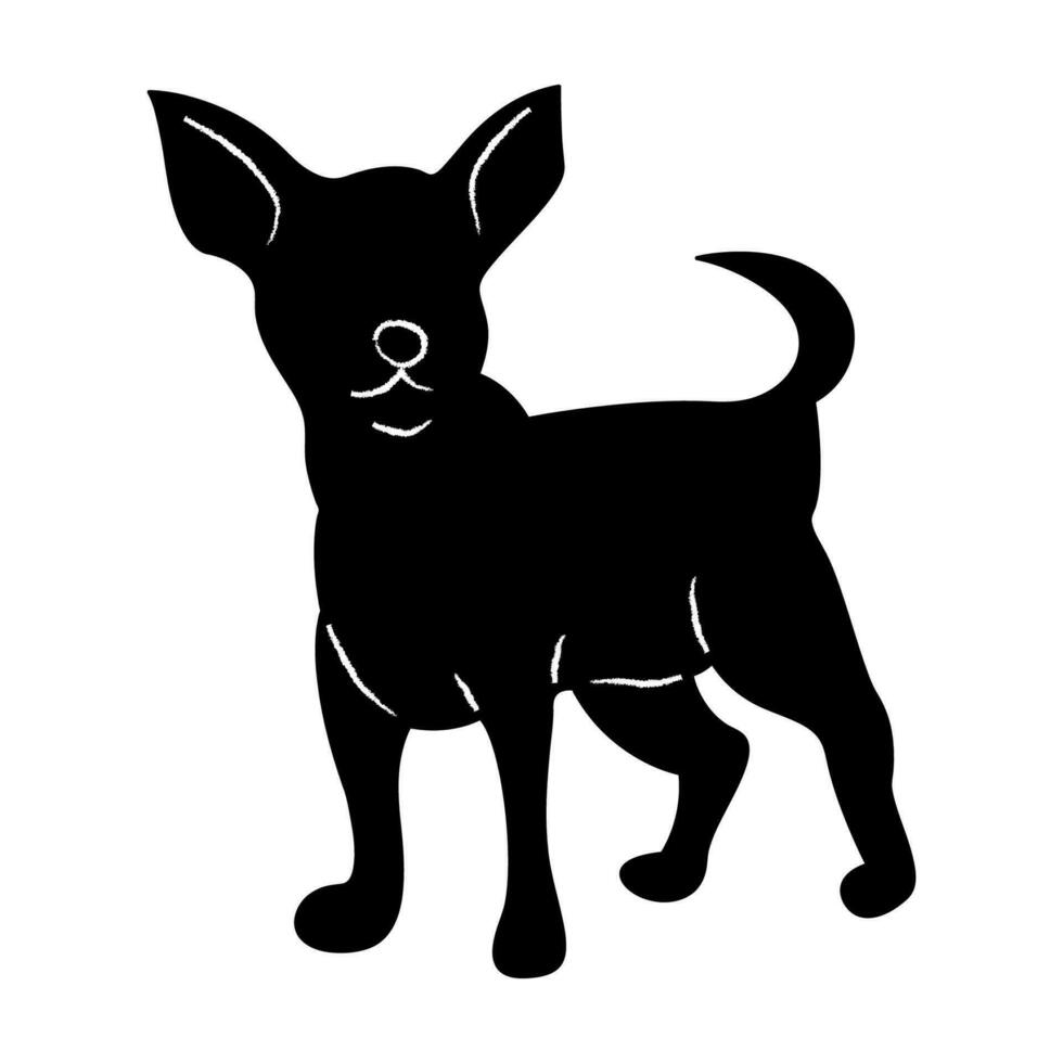 chihuahua silhouet. tekening zwart en wit vector illustratie.