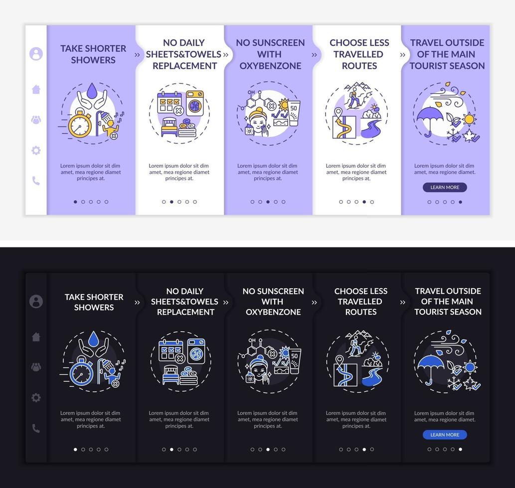 duurzaam toerisme ideeën onboarding vector sjabloon