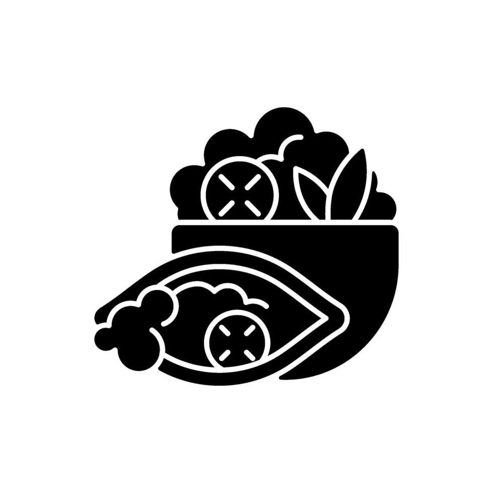 burrito kom zwart glyph pictogram vector