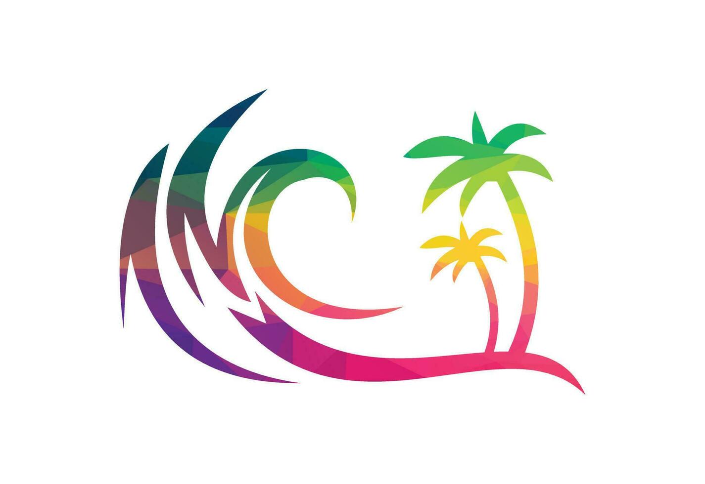 laag poly en strand logo ontwerp, vector ontwerp concept