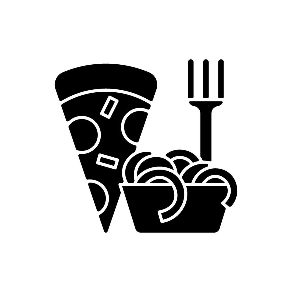 afhaalmaaltijden Italiaans eten zwarte glyph pictogram vector