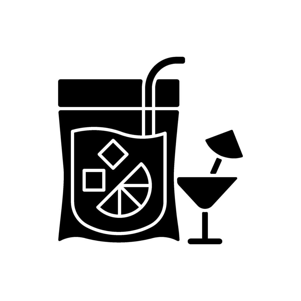cocktail om zwarte glyph-pictogram te gaan vector