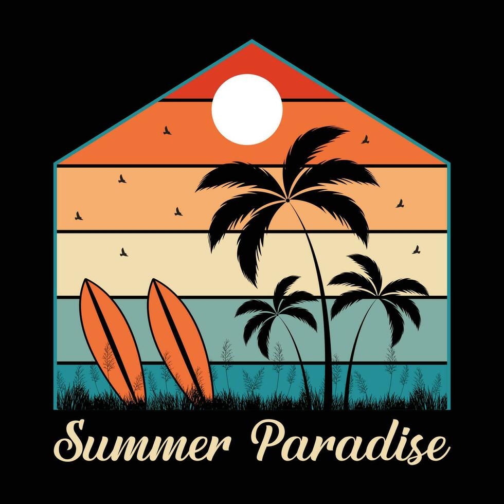 zomer paradijs t-shirt ontwerp vector