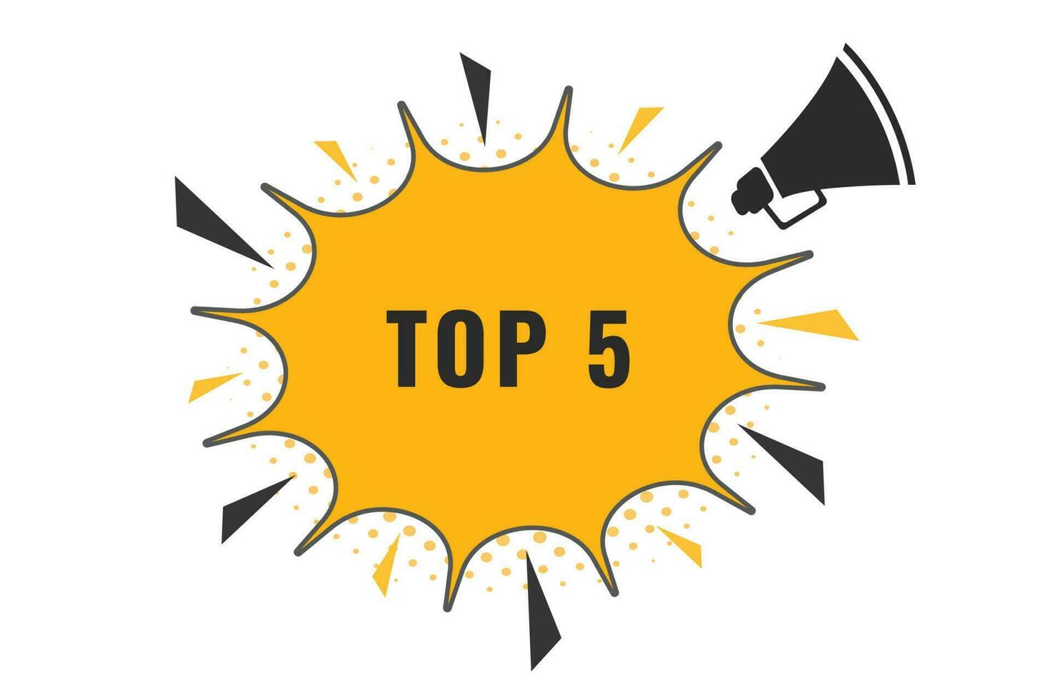 top 5 knop. toespraak bubbel, banier etiket top 5 vector