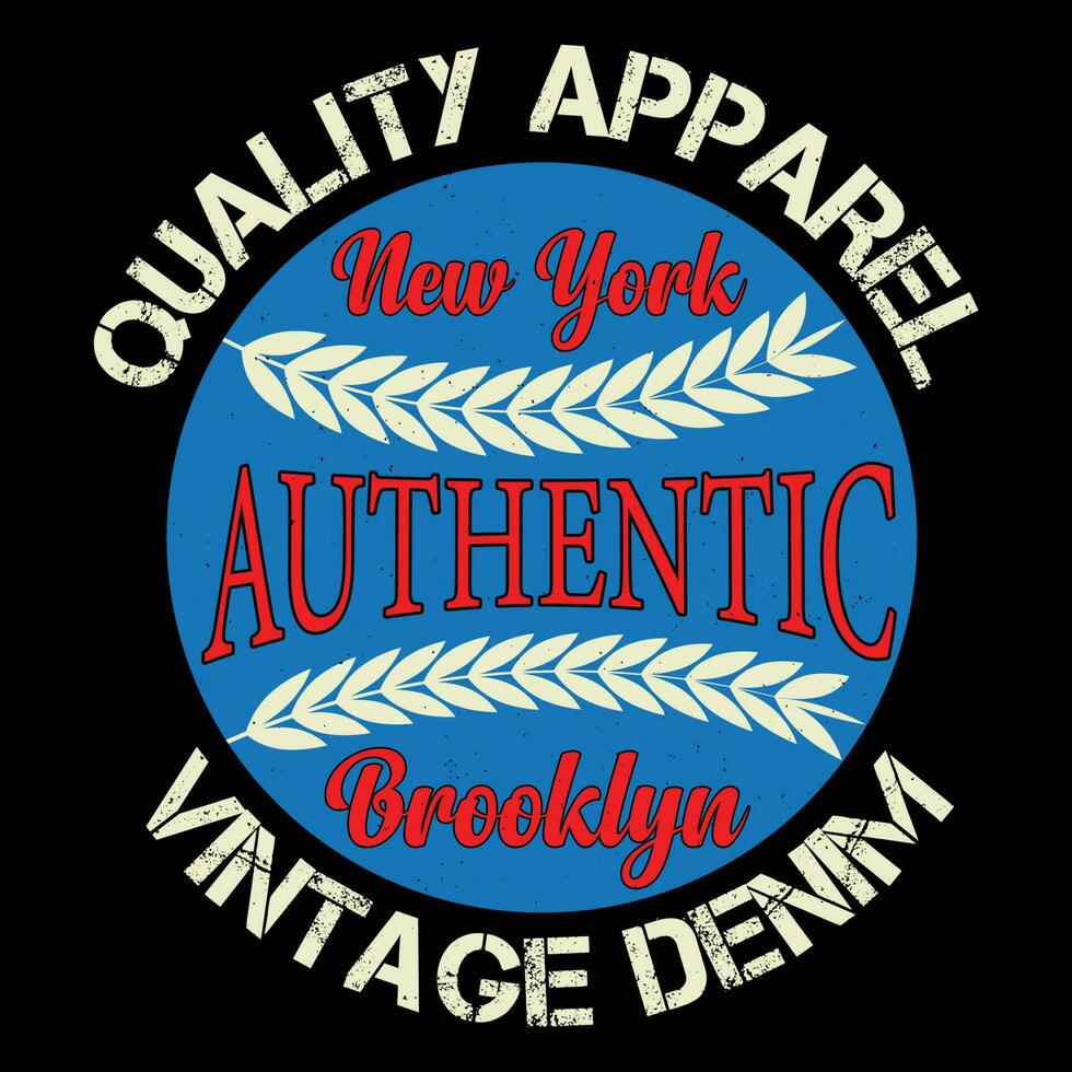 kwaliteit kleding nieuw york authentiek Brooklyn wijnoogst denim t-shirt ontwerp vector