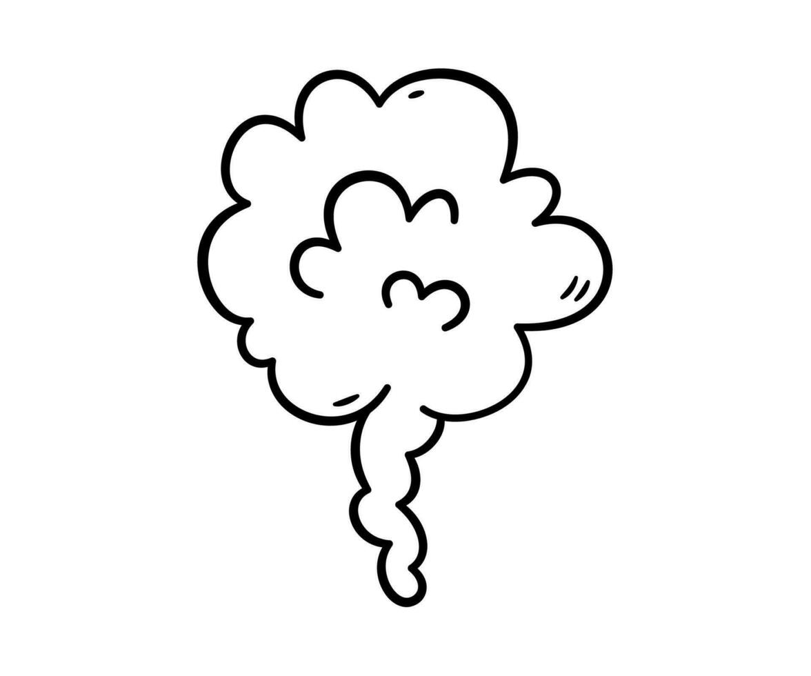 komische scheetwolk. slechte stinkballon. explosie, boze adem. wolk van rookgas in komische stijl. grappig winderigheidssymbool. vectorillustratie geïsoleerd op een witte achtergrond vector