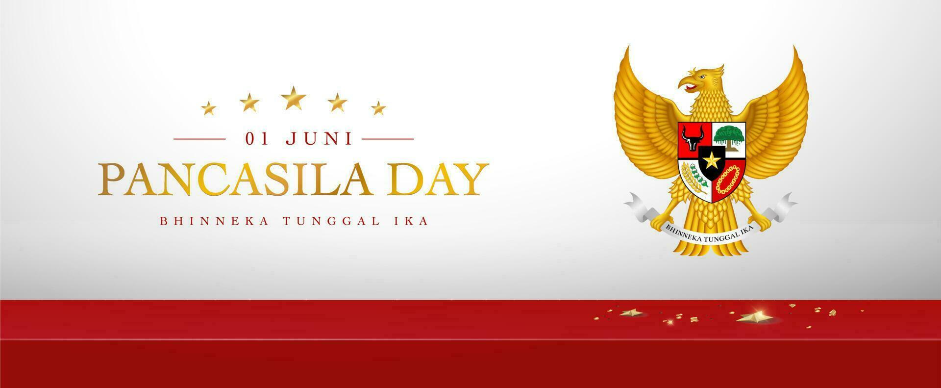 3d podium realistisch pancasila dag achtergrond illustratie vector