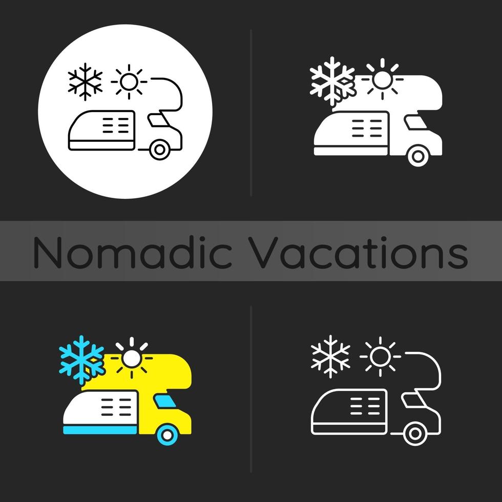 RV airconditioning en verwarming donker themapictogram vector