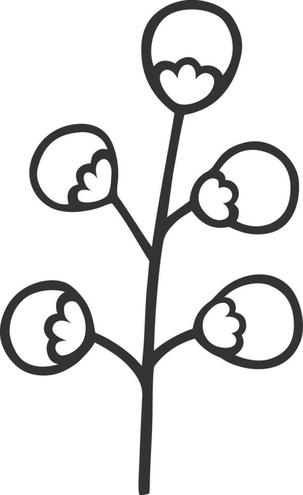 bloemen en kruiden botanisch element voor ontwerp. schetsen van tak, gebladerte, bladeren vector