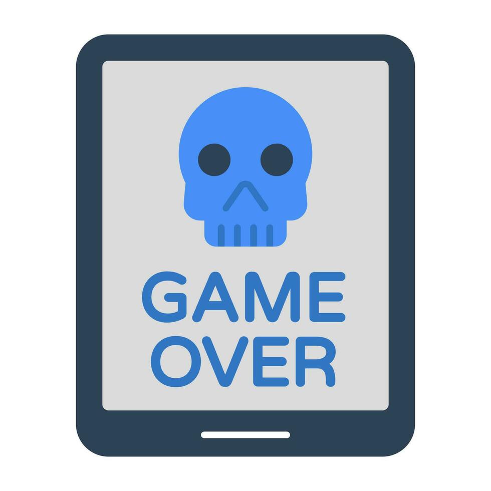 een plat ontwerp, icoon van game over vector