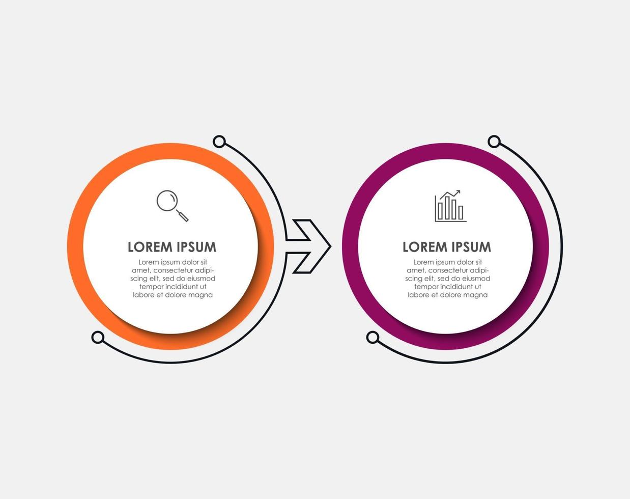 minimale zakelijke infographics sjabloon tijdlijn met 2 stappen opties en marketing pictogrammen vector