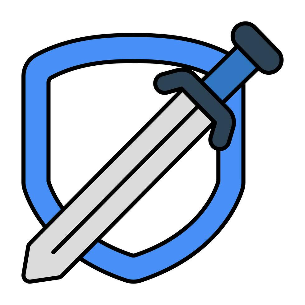 een vlak ontwerp, icoon van zwaard schild vector