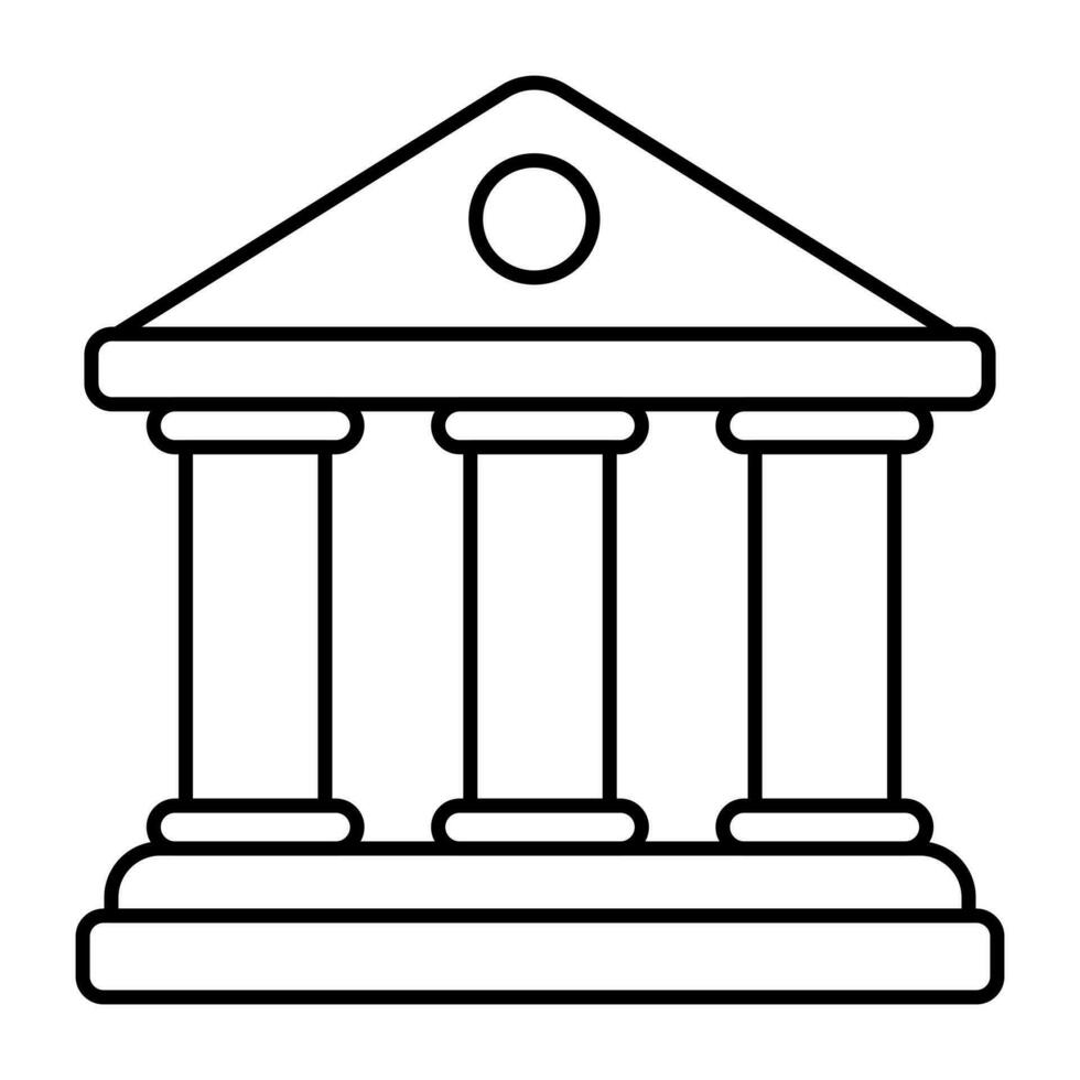 een lineair ontwerp icoon van bank gebouw vector