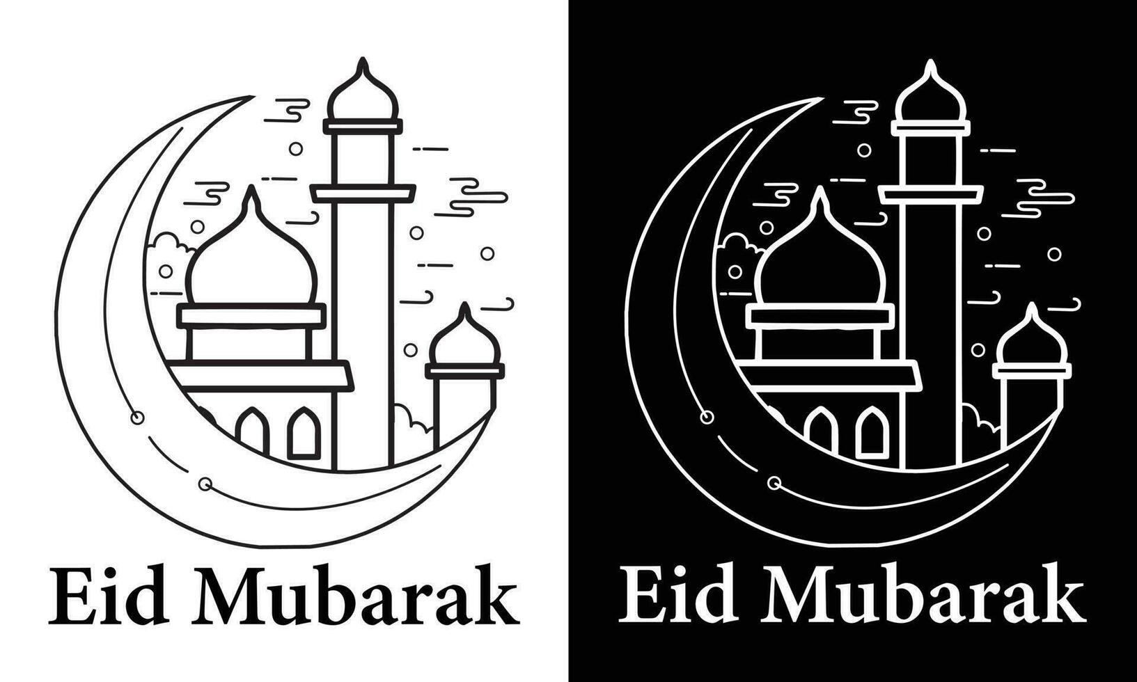 eid mubarak typografie en kalligrafie. eid ul-fitr, eid ul-adha. religieus vakantie zijn gevierd door moslims wereldwijd. creatief idee, concept ontwerp eid mubarak. kleurrijk vector achtergrond t-shirt