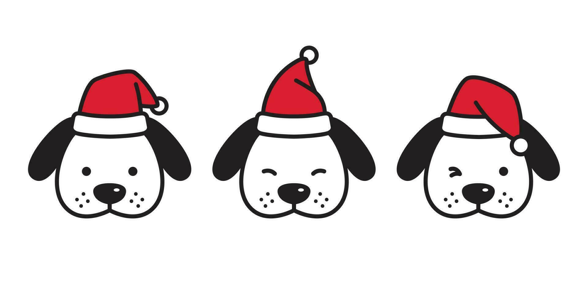 hond vector Kerstmis Frans bulldog de kerstman claus Kerstmis icoon puppy hoofd tekenfilm karakter logo illustratie