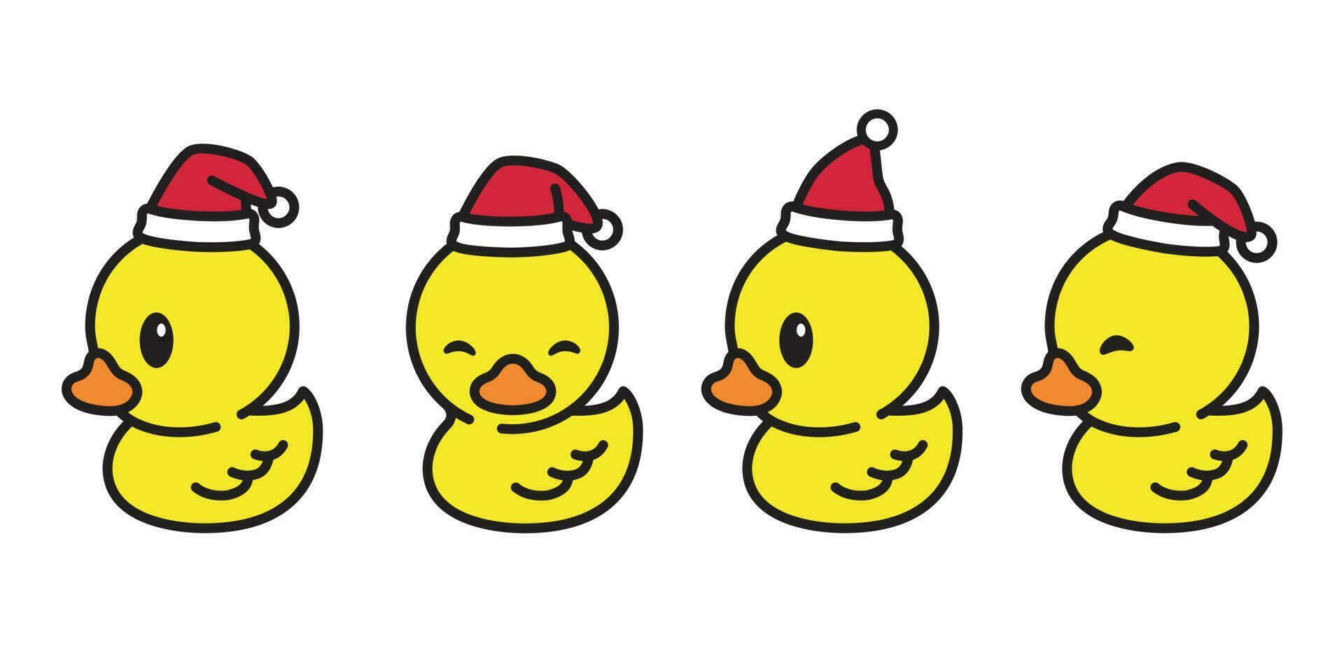 eend vector Kerstmis de kerstman claus hoed Kerstmis icoon logo rubber eend karakter tekenfilm illustratie geel