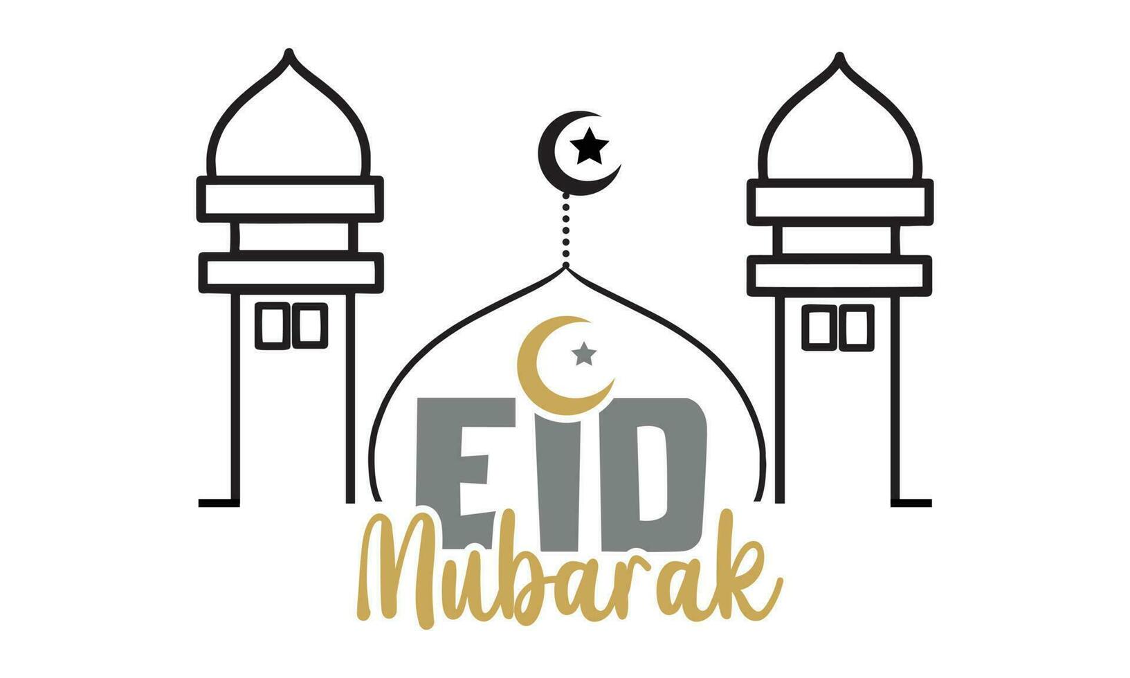 eid mubarak typografie en kalligrafie. eid ul-fitr, eid ul-adha. religieus vakantie zijn gevierd door moslims wereldwijd. creatief idee, concept ontwerp eid mubarak. kleurrijk vector achtergrond t-shirt