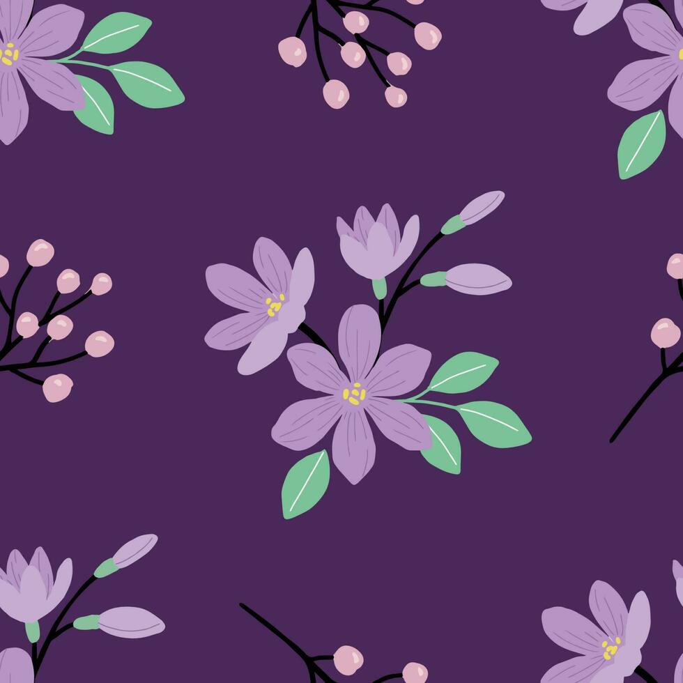 modieus Purper bloem naadloos patronen. koel abstract en bloemen ontwerp. voor mode stoffen, kinderen kleren, huis decor, quilten, t-shirts, kaarten en Sjablonen, plakboek en andere digitaal behoeften vector