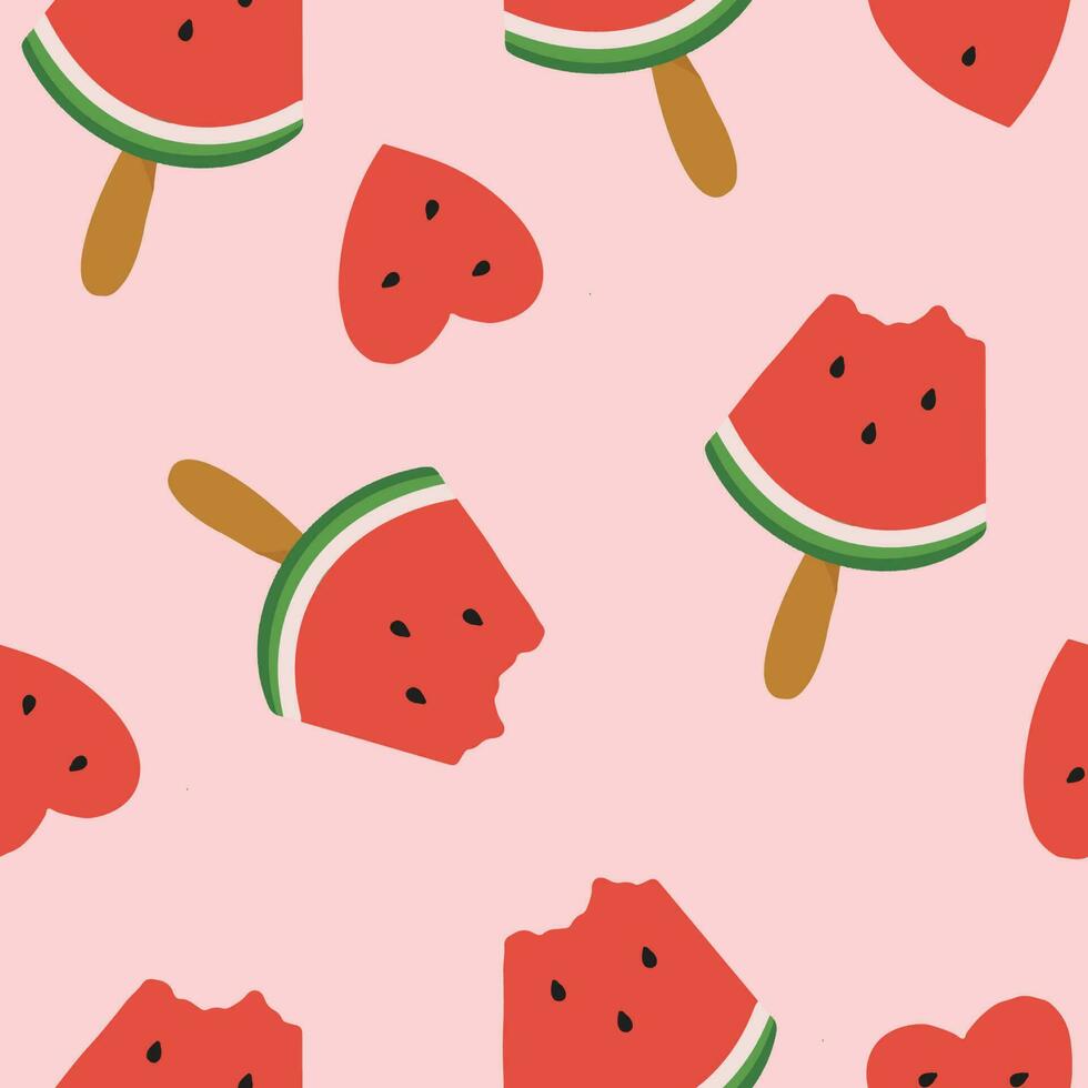 watermeloen naadloos patronen. koel abstract en fruit ontwerp concept. voor mode stoffen, kinderen kleren, huis decor, quilten, t-shirts, kaarten en Sjablonen, plakboek en andere digitaal behoeften vector