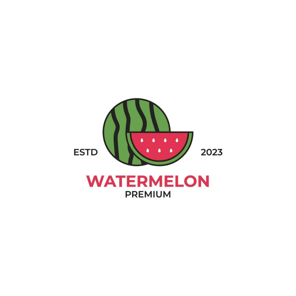 creatief watermeloen logo mooi zo voor vers biologisch fruit Product ontwerp vector illustratie